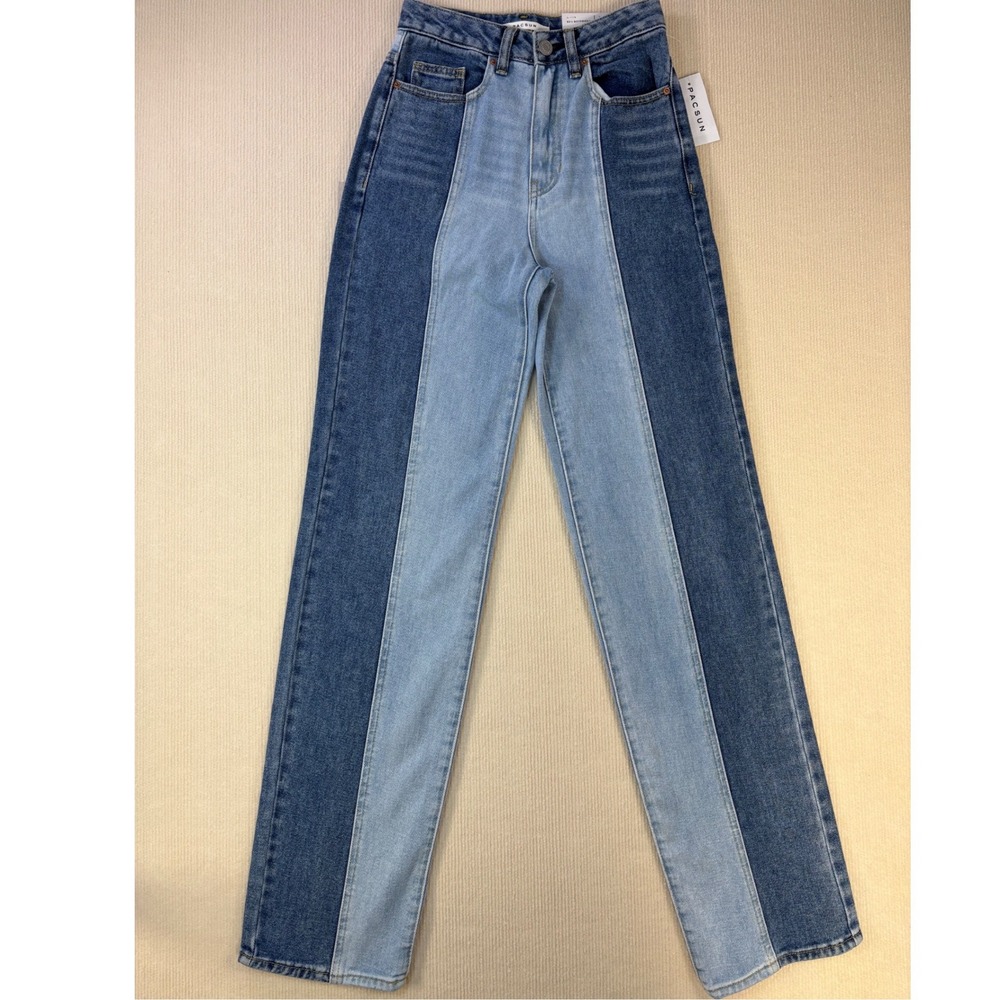 PacSun 90s Boyfriend Two Tone Colorblock Jeans‎ Kaz Wash High Rise NWT